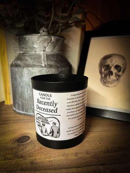 "The candle for the recently deceased "Beetlejuice inspired scented candle