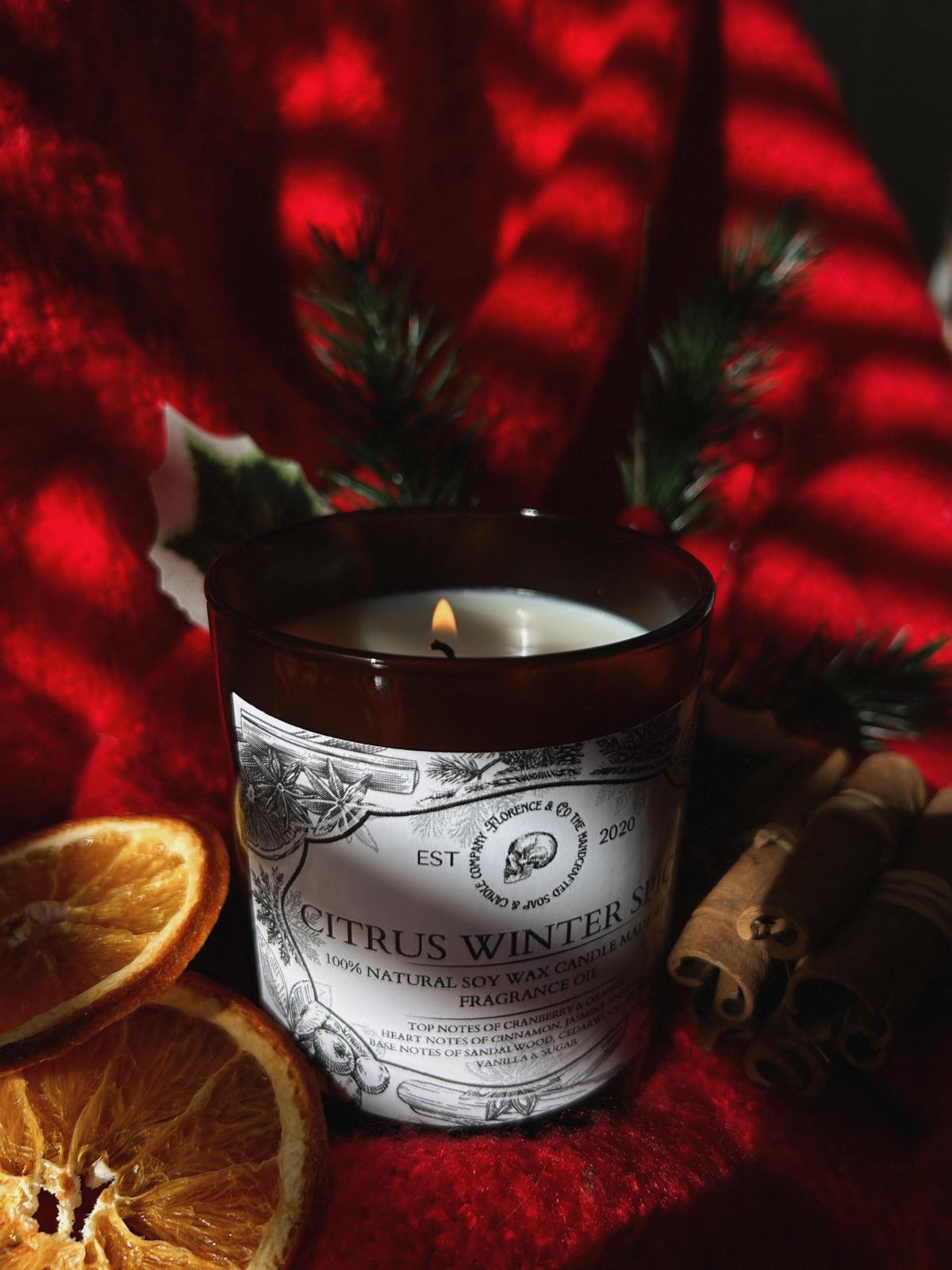 Citrus Winter Spice Candle – Orange, Cranberry, and Cinnamon Scent