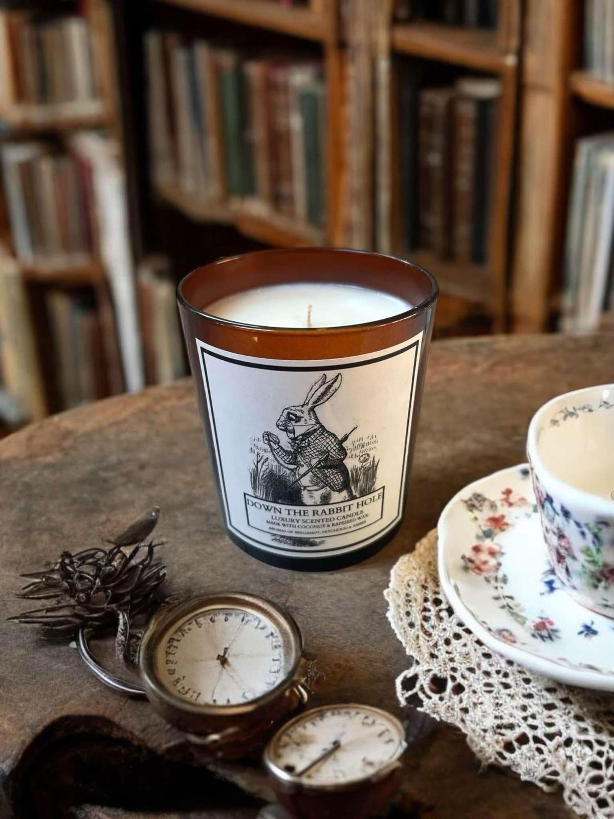 "Down the Rabbit Hole" Alice in wonderland inspired scented candle