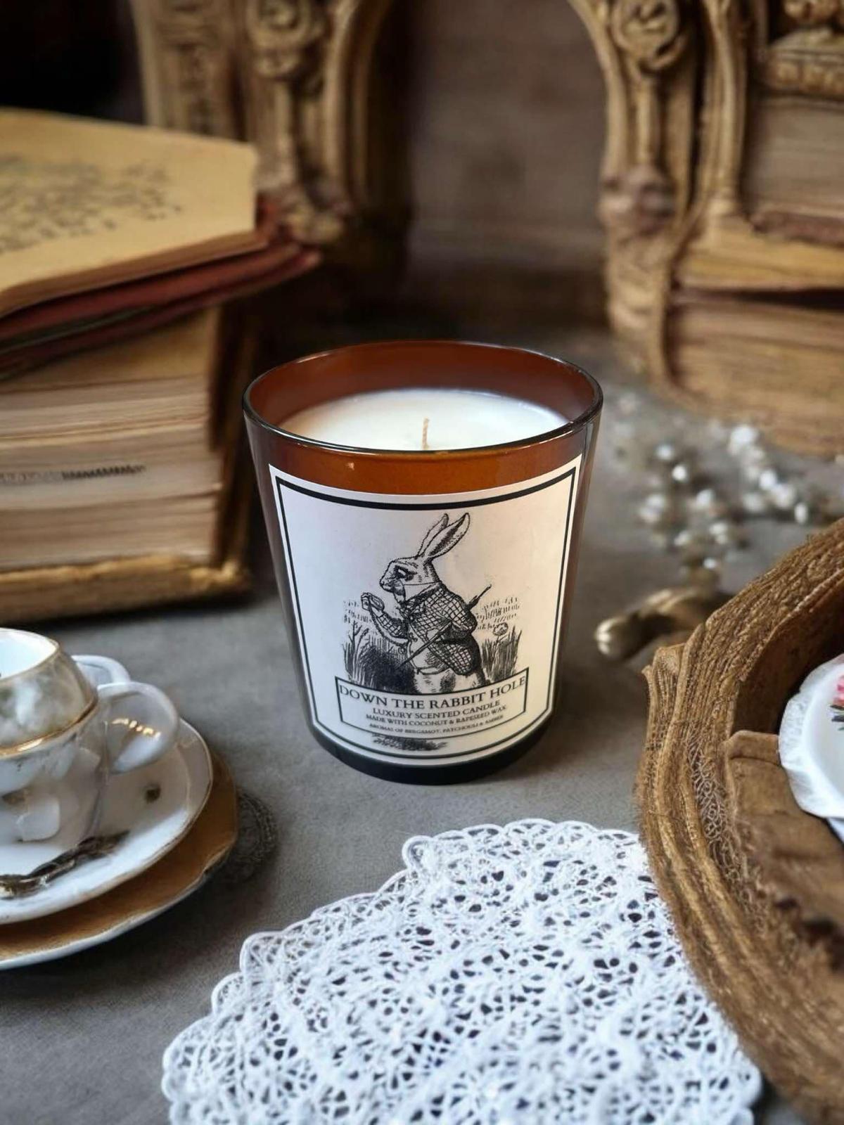 "Down the Rabbit Hole" Alice in wonderland inspired scented candle